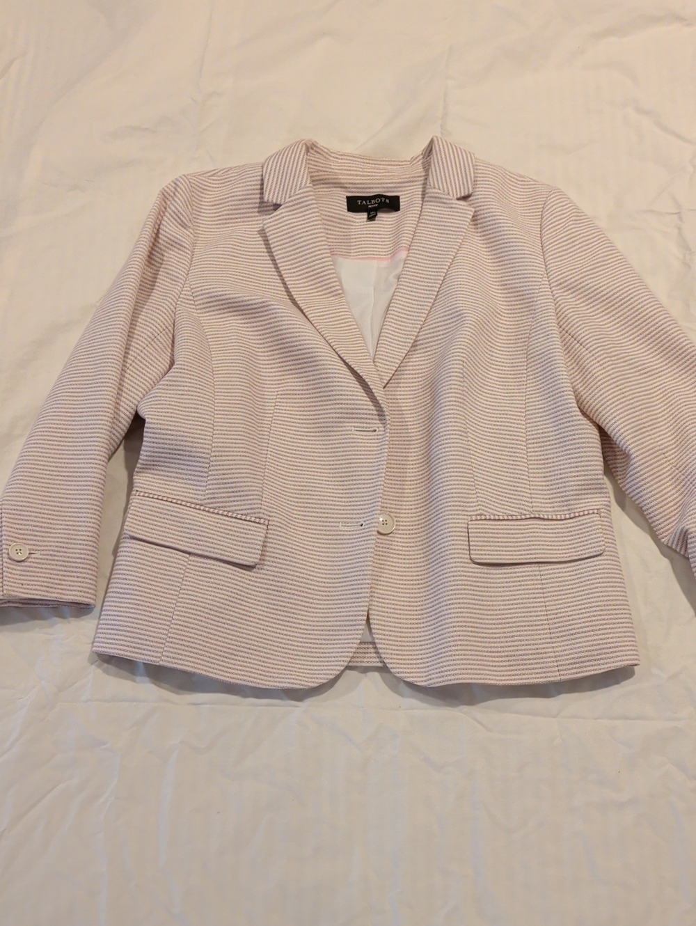 Talbots Pale Pink Textured Single-Button Blazer